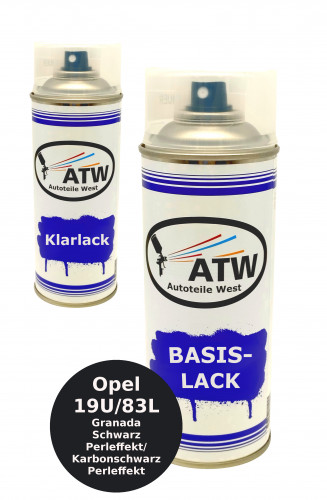 Autolack für Opel 19U/83L Granada Schwarz Perleffekt / Karbonschwarz Perleffekt +400ml Klarlack Set